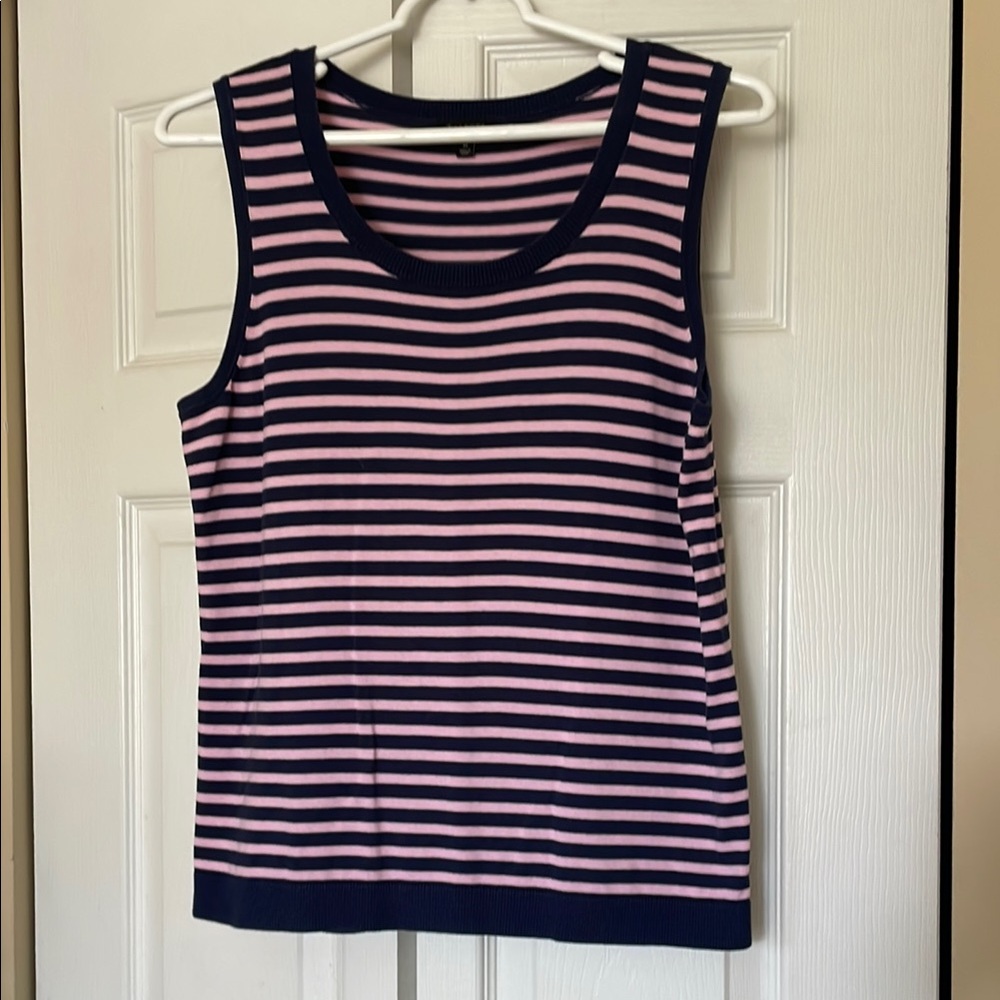 Striped Pink and Navy Blue Sleeveless Top. Size M.